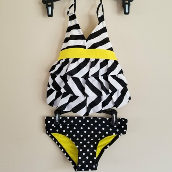 Joe Boxer Other - Girls 2-pc Tankini Black Yellow Swimsuit Sz 4 NWT